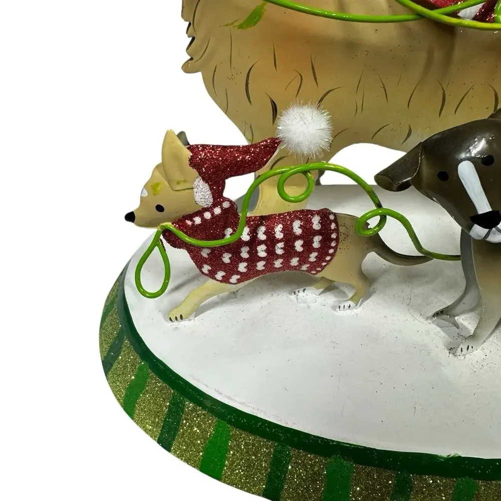 Pier 1 Christmas Metal Dog Figurine Wine Charm Holder‎ NO WINE CHARMS 8.5